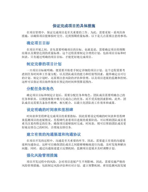 保证完成项目的具体措施