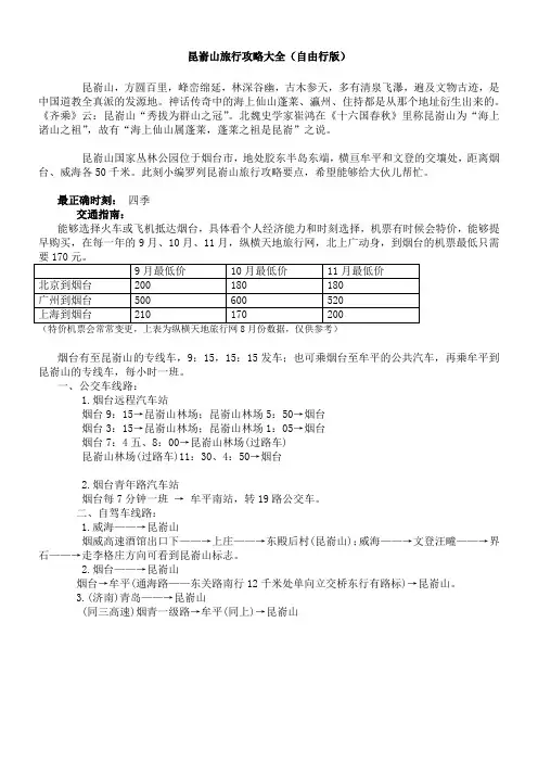 昆嵛山旅行攻略大全(自由行版)