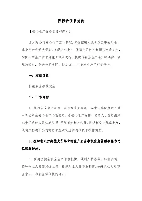 目标责任书范例（6篇）