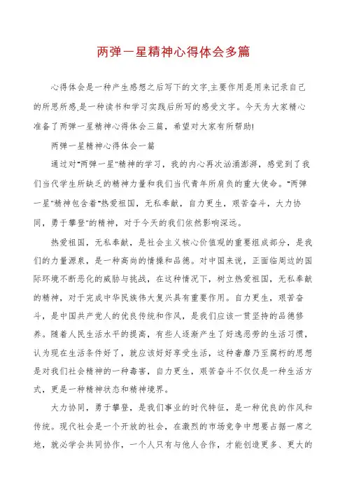 两弹一星精神心得体会多篇