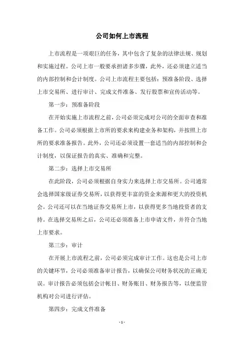公司如何上市流程