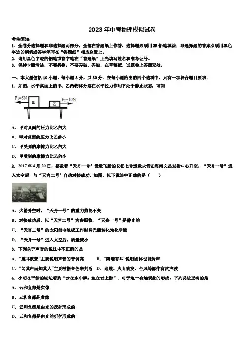 河南省南阳市新野县市重点中学2023届中考物理模拟预测题含解析