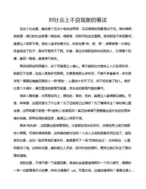 对社会上不良现象的看法
