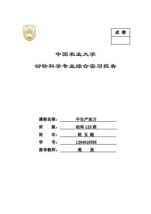 中国农业大学牛生产实习报告