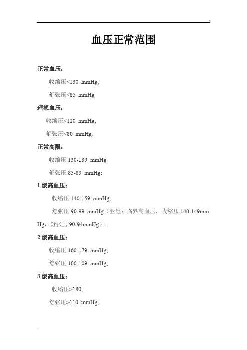 血压正常范围