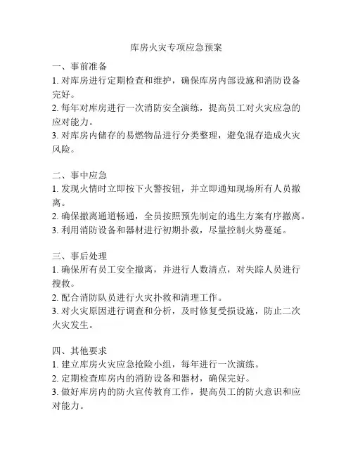库房火灾专项应急预案