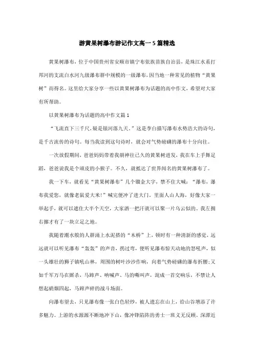 游黄果树瀑布游记作文高一5篇精选