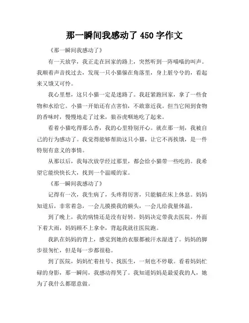 那一瞬间我感动了450字作文