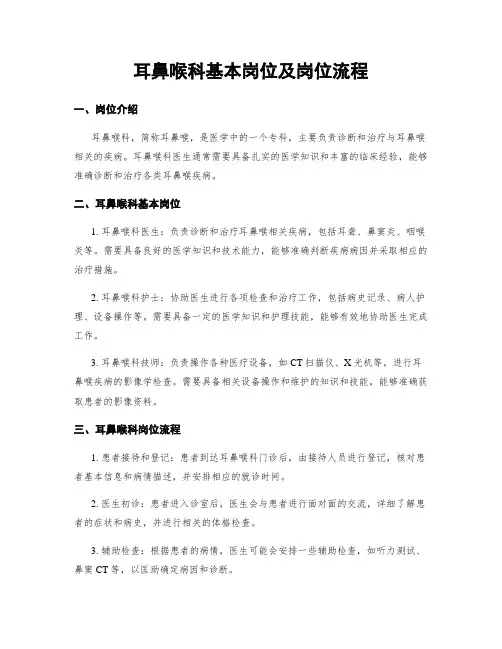 耳鼻喉科基本岗位及岗位流程