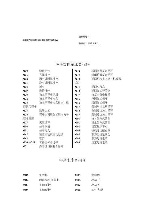 华兴数控系统代码