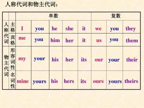 人称代词和物主代词讲解与练习