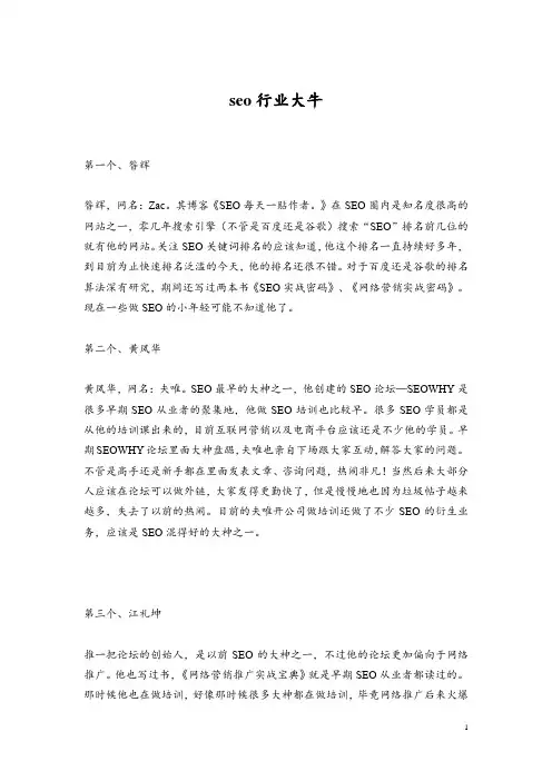 seo行业大牛