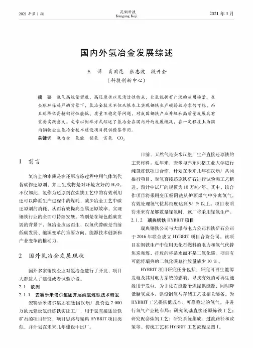 国内外氢冶金发展综述