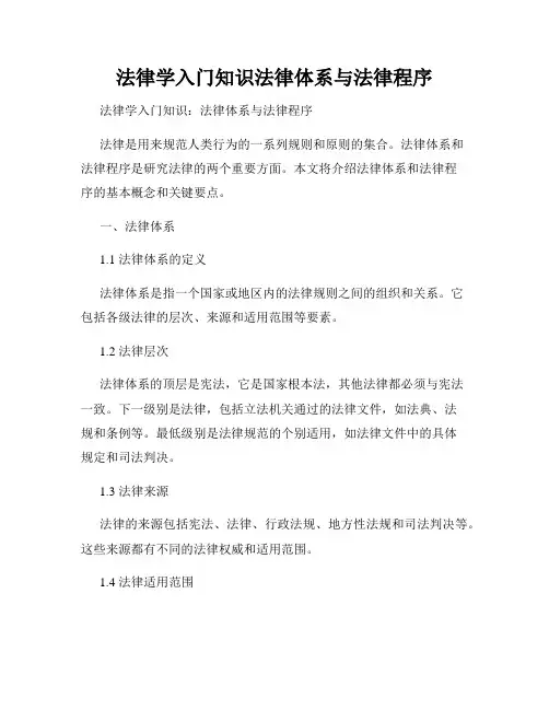 法律学入门知识法律体系与法律程序