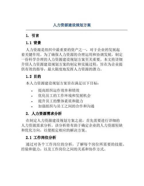人力资源建设规划方案