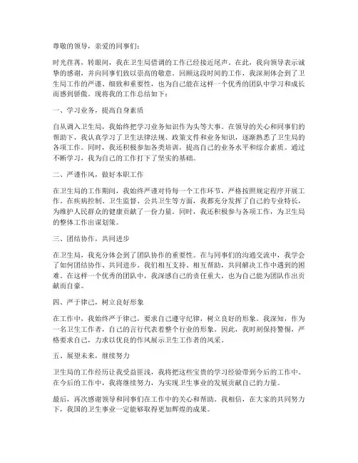 卫生局借调个人工作总结