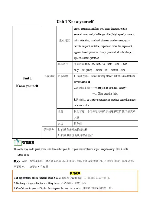 Unit1Knowyourself九年级上册英语(牛津译林版)()