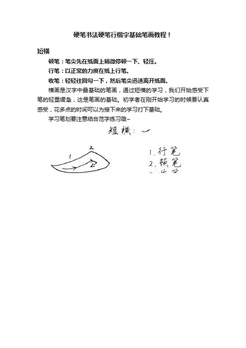 硬笔书法硬笔行楷字基础笔画教程！