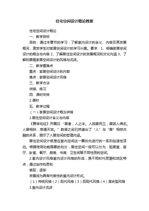 住宅空间设计概论教案