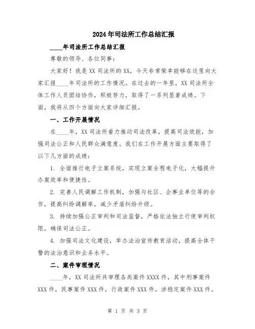 2024年司法所工作总结汇报