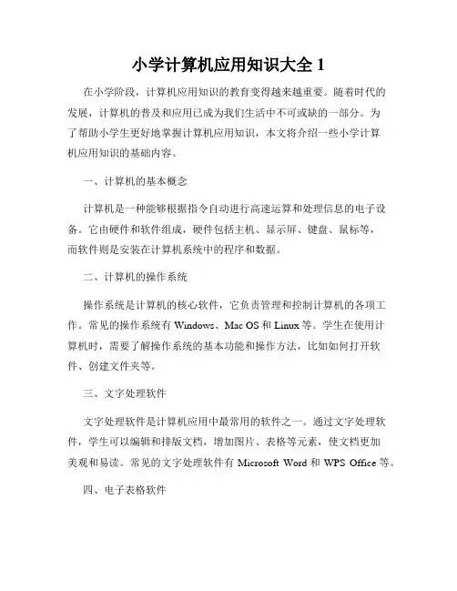 小学计算机应用知识大全1