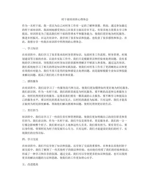 村干部培训班心得体会