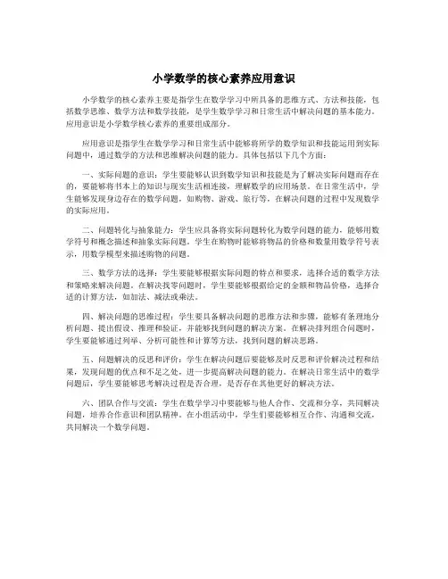 小学数学的核心素养应用意识
