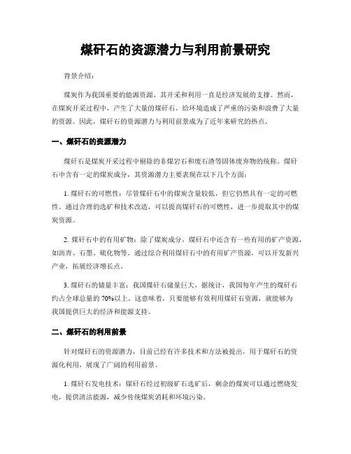 煤矸石的资源潜力与利用前景研究