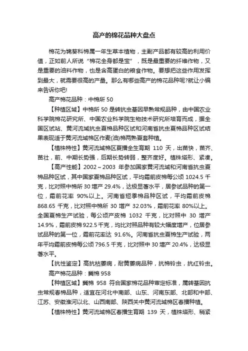 高产的棉花品种大盘点