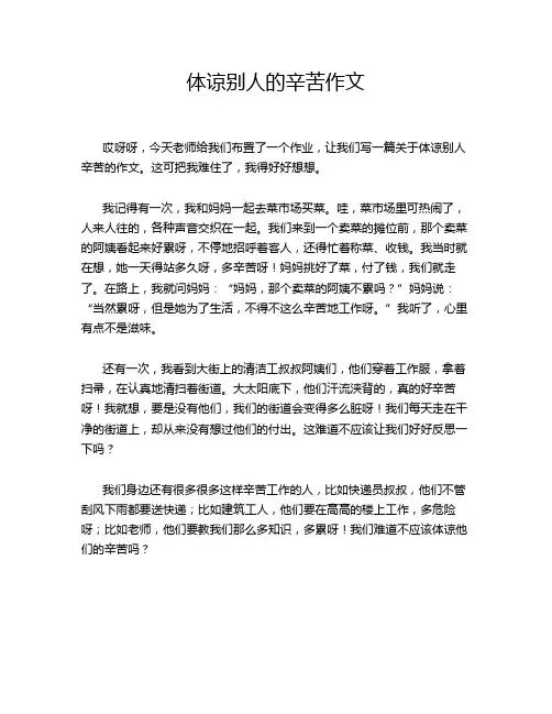 体谅别人的辛苦作文