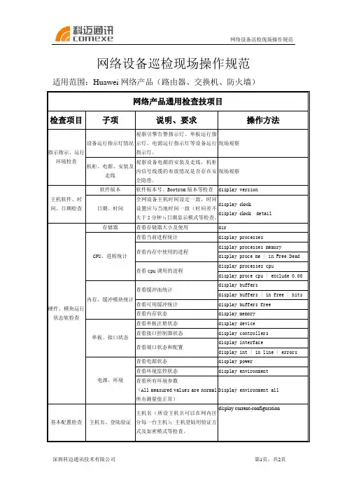 华为巡检常用命令