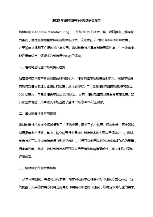 2023年增材制造行业市场研究报告
