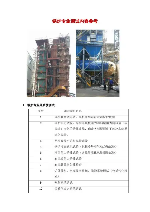 锅炉专业调试内容参考