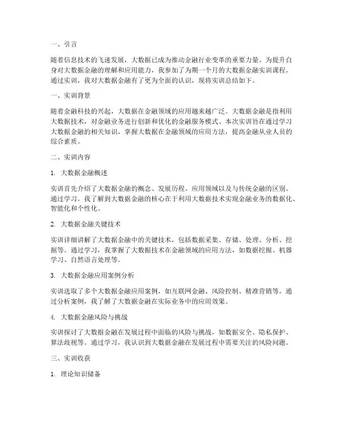 大数据金融实训总结报告