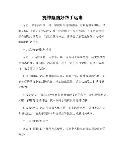 提神醒脑好帮手远志