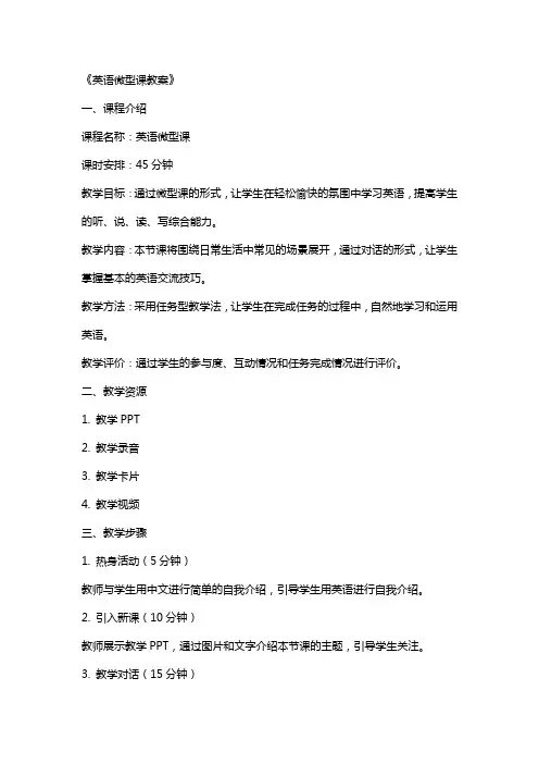 《英语微型课教案》
