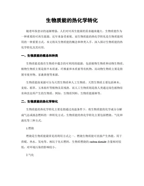 生物质能的热化学转化