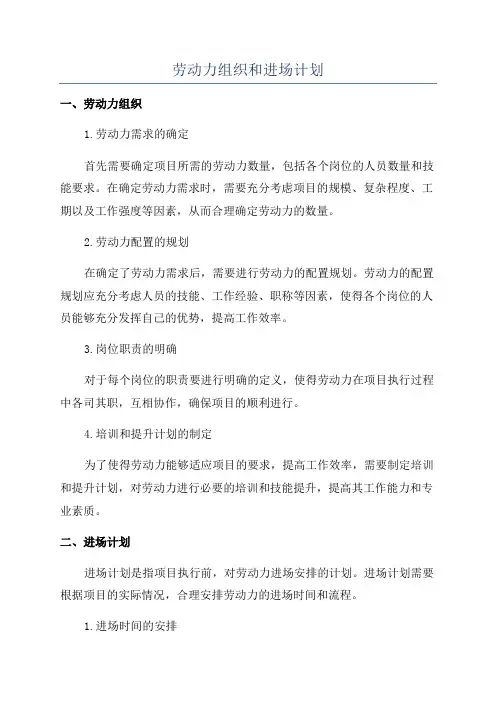 劳动力组织和进场计划