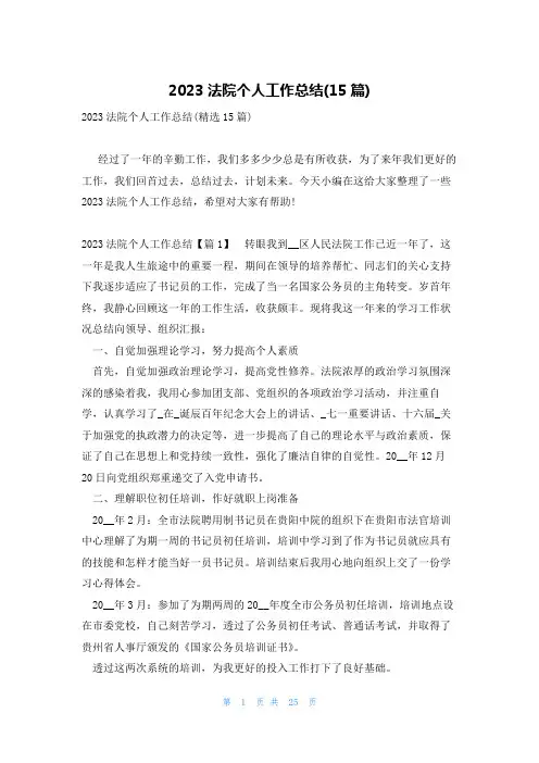 2023法院个人工作总结(15篇)