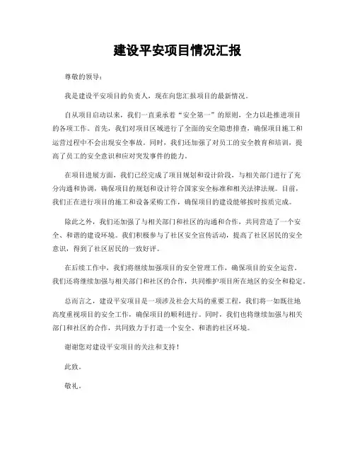 建设平安项目情况汇报