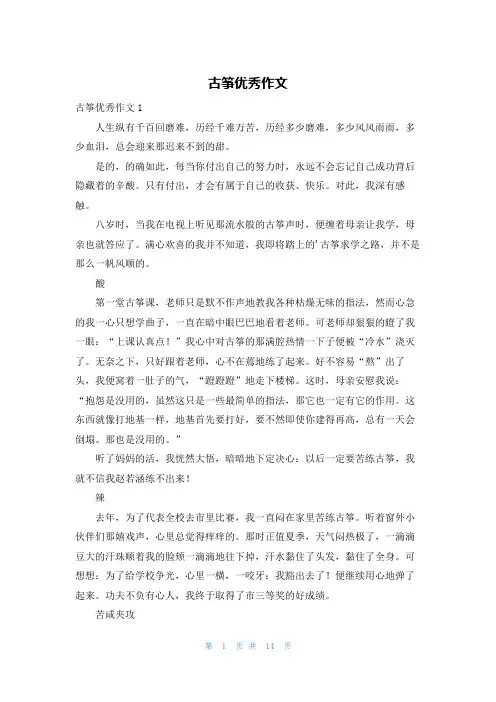 古筝优秀作文