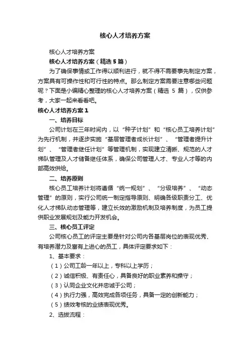 核心人才培养方案（精选5篇）