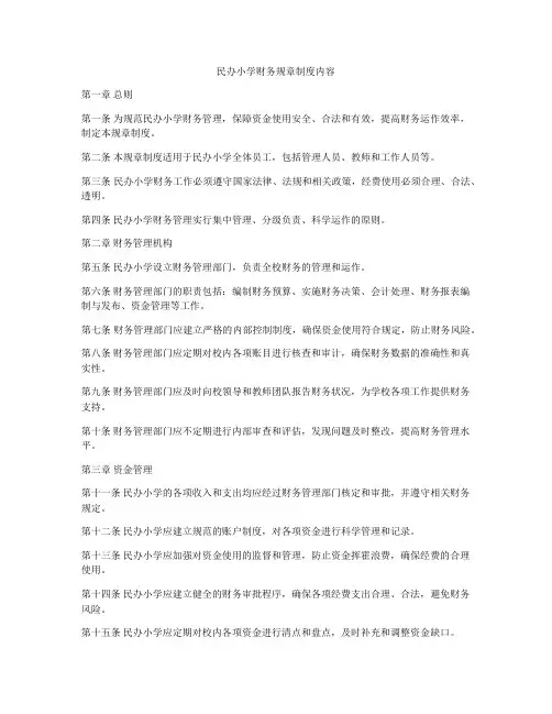 民办小学财务规章制度内容