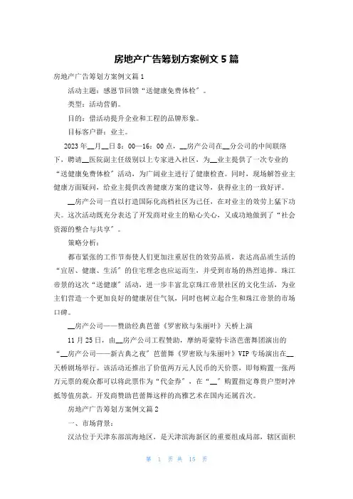 房地产广告策划方案例文5篇