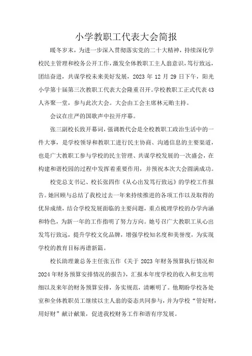 小学教职工代表大会简报