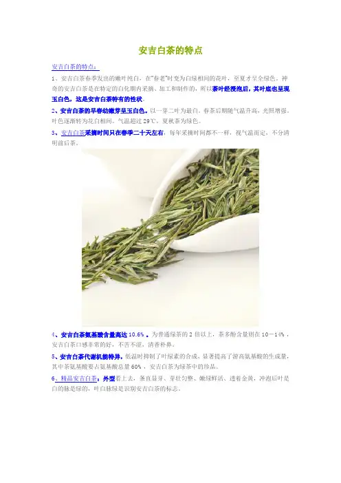 安吉白茶的特点