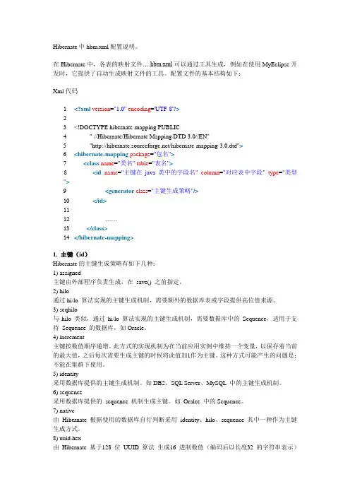 hibernate.hbm.xml配置详解
