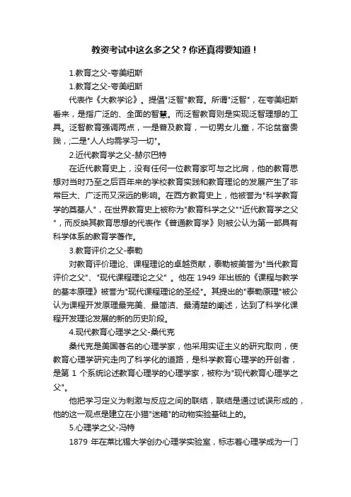 教资考试中这么多之父？你还真得要知道！
