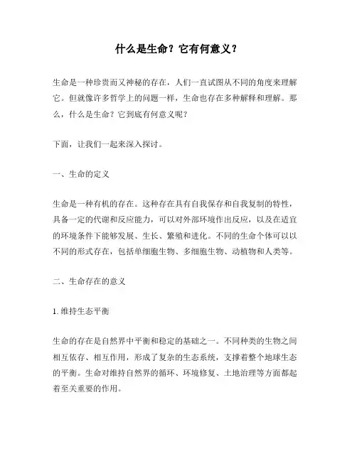 什么是生命？它有何意义？