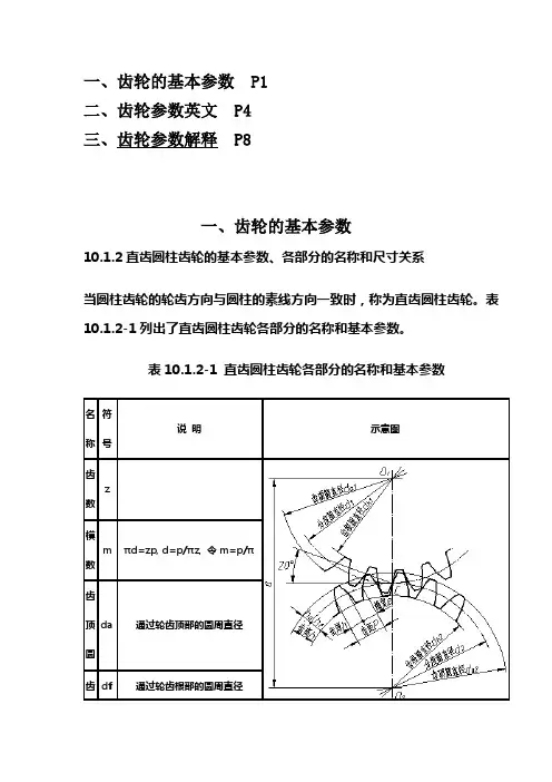 齿轮基本参数中英对照及解释汇编